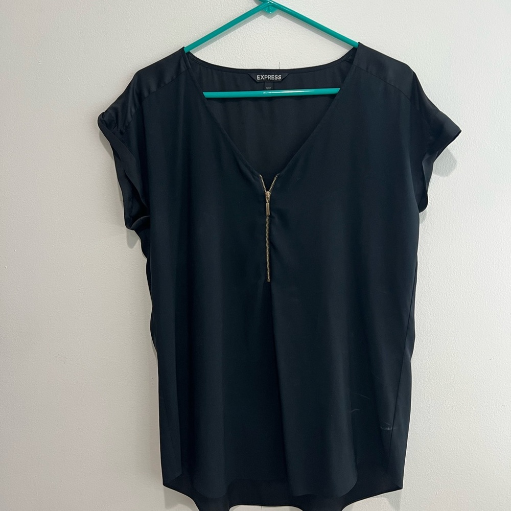 Express Women's Black Zip-Front Blouse